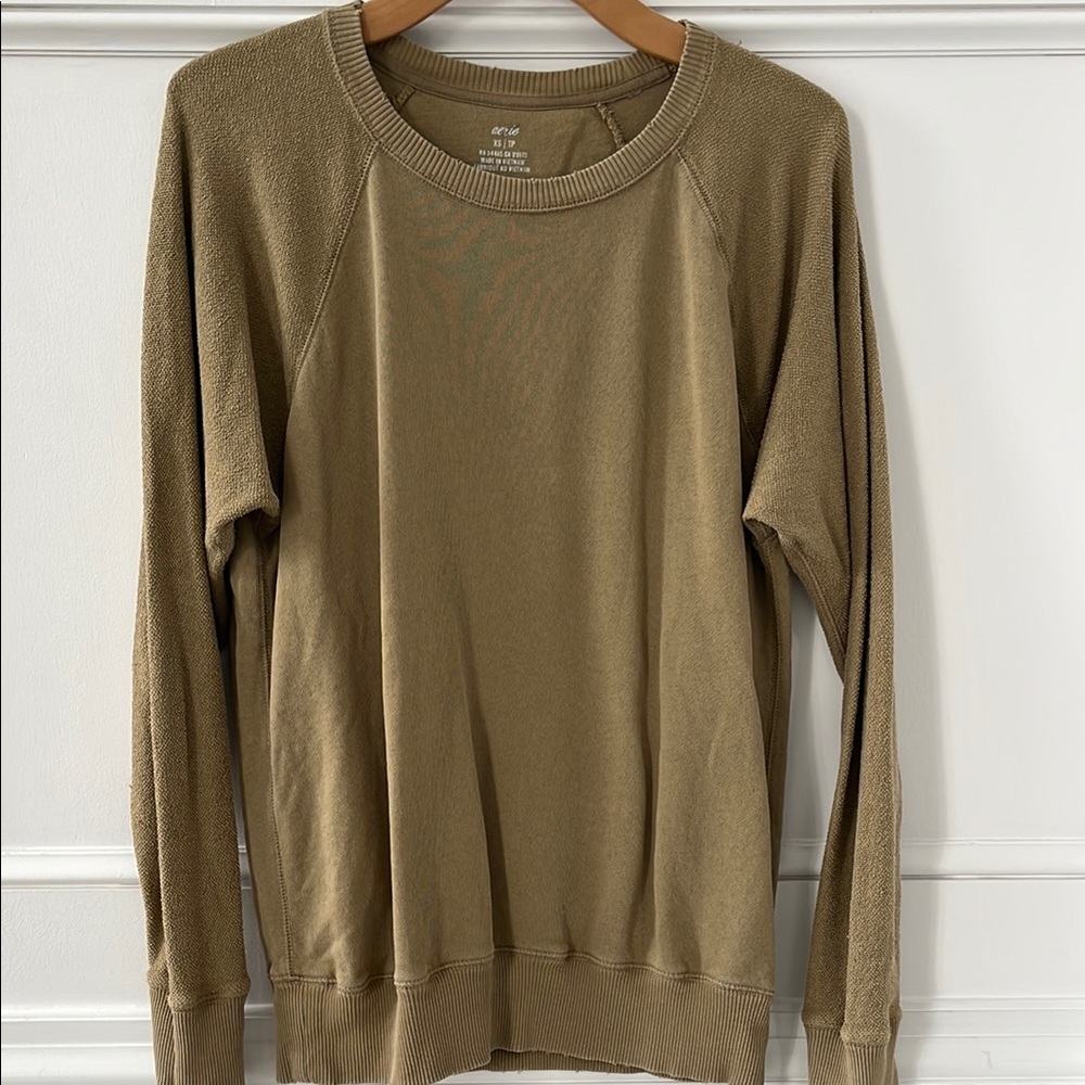Aerie Oversized French Terry Cotton Sweatshirt Top - Picture 2 of 12